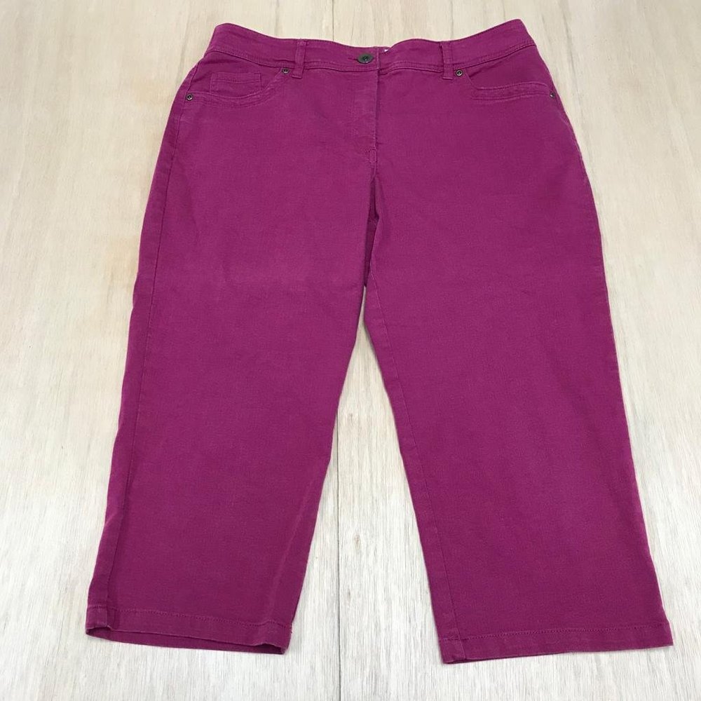coral bay women capri crop pink purple jeans size 12